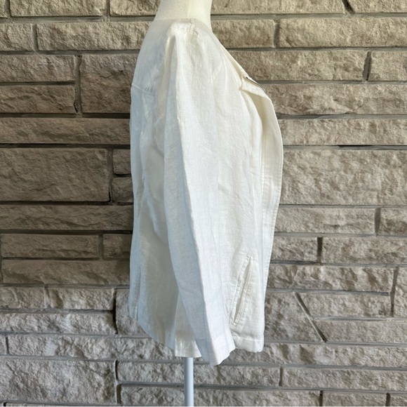Chico's Women's Solid Linen Jacket Casual Modern Alabaster w/zip. Size 2 White - Picture 5 of 8